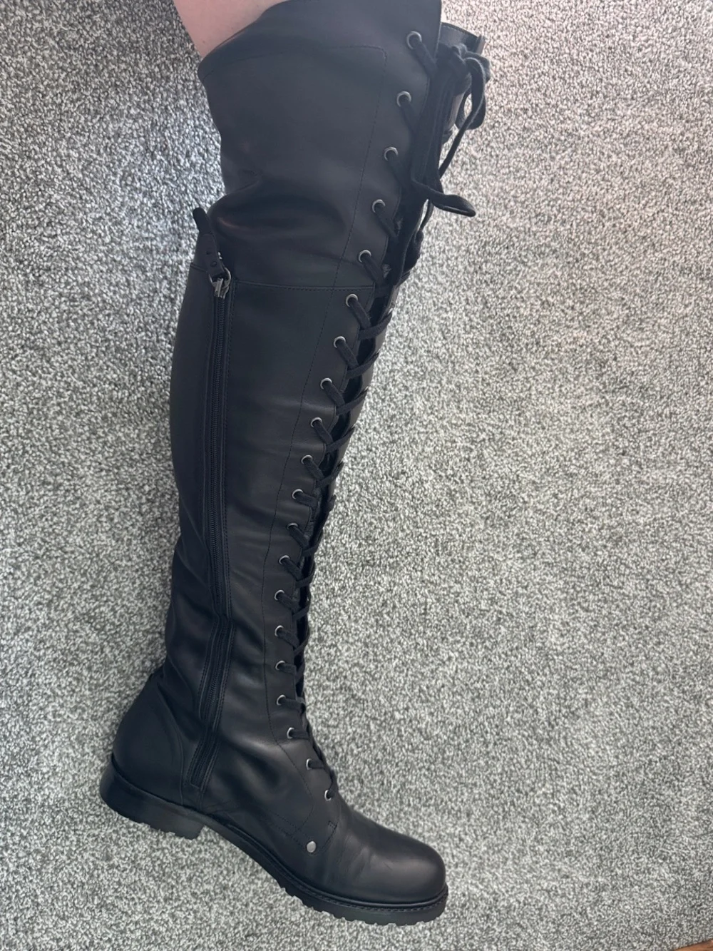 Via Spiga Black Over-the-Knee Lace-Up Boots